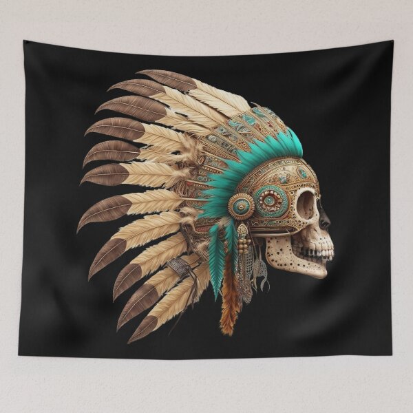 Item preview, Head of an Aztec Jaguar Warrior Skull Mexican Ancient Mythology designed and sold by CoyoteStudio.