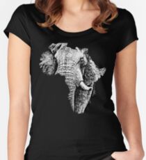 African Bull Elephant in Shape of Africa Women's Fitted Scoop T-Shirt
