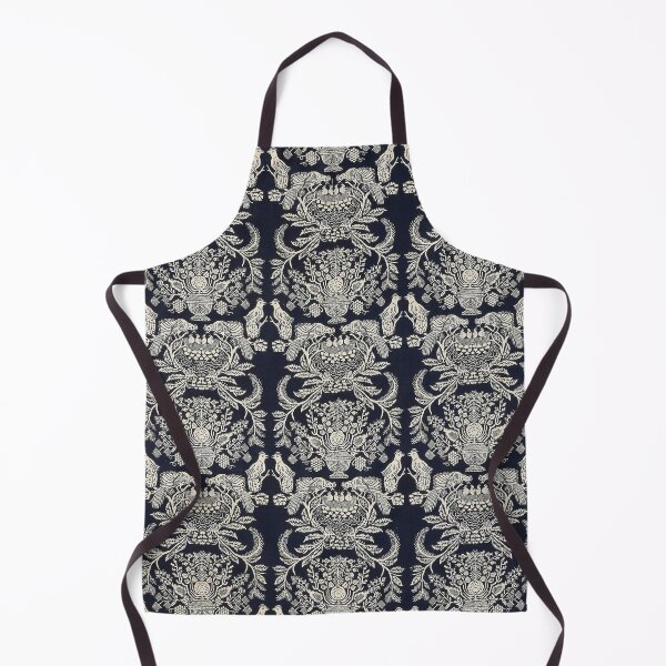 Item preview, Navy Blue and White Antique Print with Birds and Nests designed and sold by ScavengerStyle.