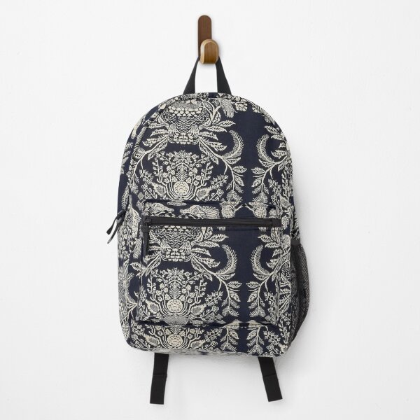 Item preview, Navy Blue and White Antique Print with Birds and Nests designed and sold by ScavengerStyle.