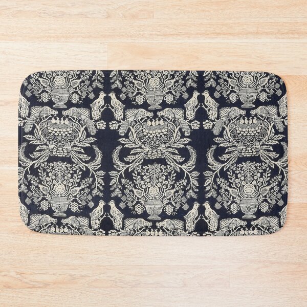 Item preview, Navy Blue and White Antique Print with Birds and Nests designed and sold by ScavengerStyle.