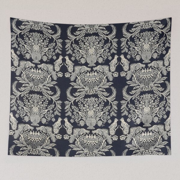 Item preview, Navy Blue and White Antique Print with Birds and Nests designed and sold by ScavengerStyle.