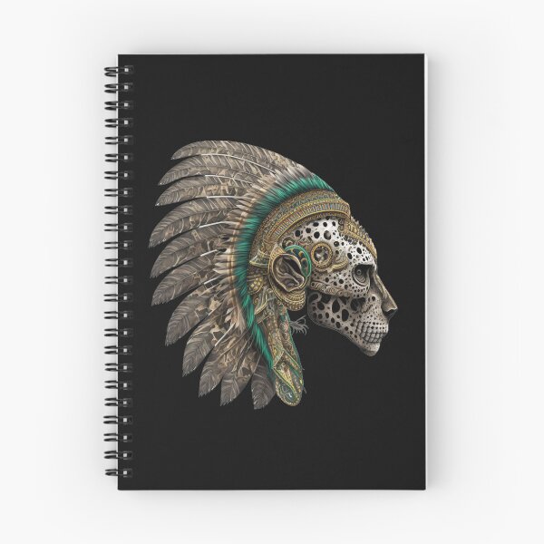 Item preview, Head of an Aztec Jaguar Warrior Skull Mexican Ancient Mythology Green Headdress designed and sold by CoyoteStudio.