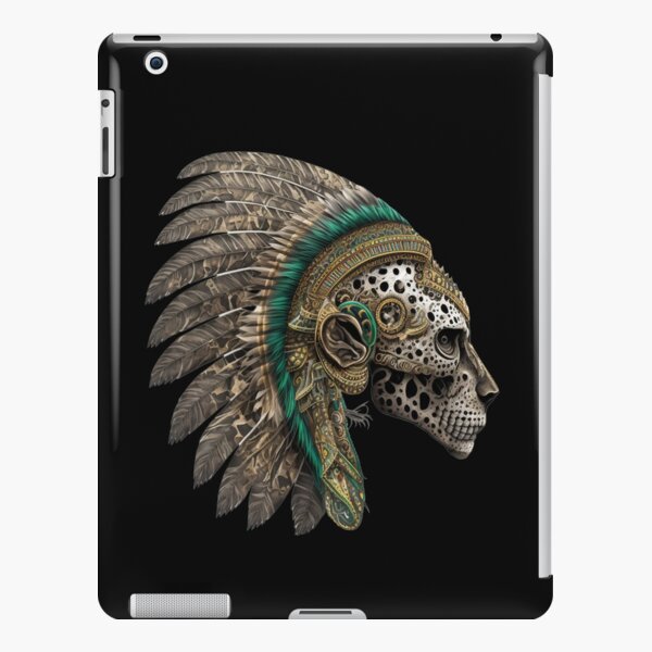 Aztec Jaguar Warrior Skull Native Mexica Headdress PopSockets PopGrip:  Swappable Grip for Phones & Tablets