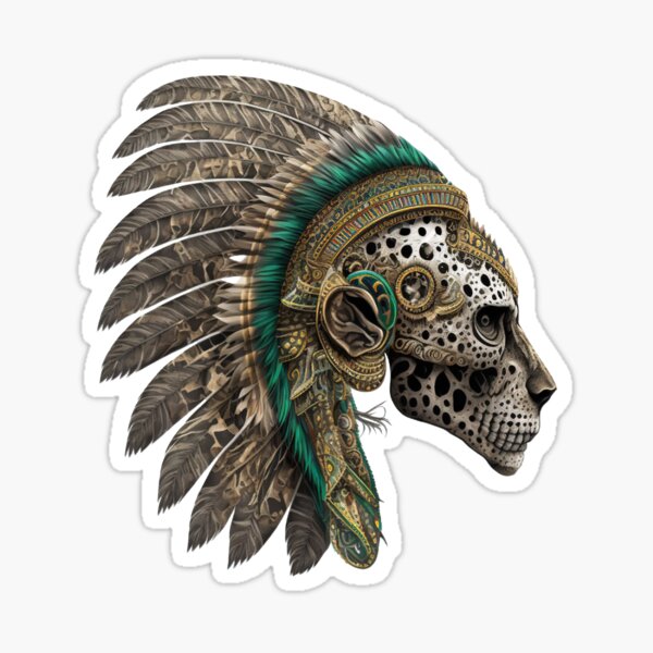 Aztec Jaguar Warrior Skull Native Mexica Headdress PopSockets PopGrip:  Swappable Grip for Phones & Tablets