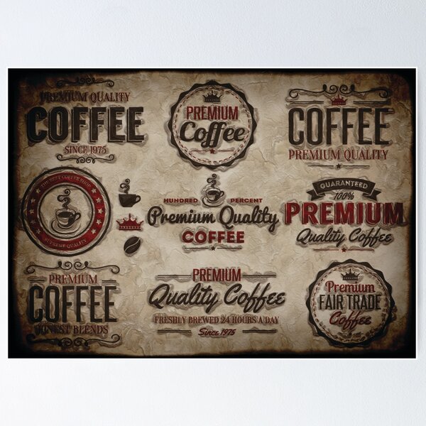 Item preview, Retro Coffee Labels for Coffee Lovers designed and sold by NaturePrints.