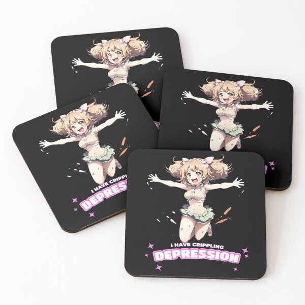 Item preview, UwU I have crippling depression cute anime girl Black designed and sold by MeditationMind.