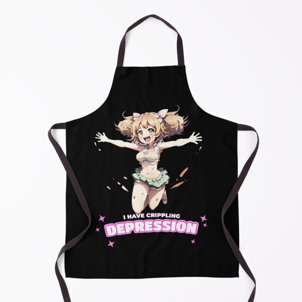 Item preview, UwU I have crippling depression cute anime girl Black designed and sold by MeditationMind.