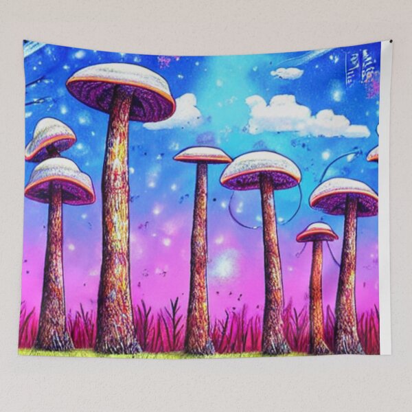 Item preview, Tall Vibrant Mushroom Forest designed and sold by SquishStitches.