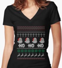 HO HO HO CHRISTMAS Women's Fitted V-Neck T-Shirt