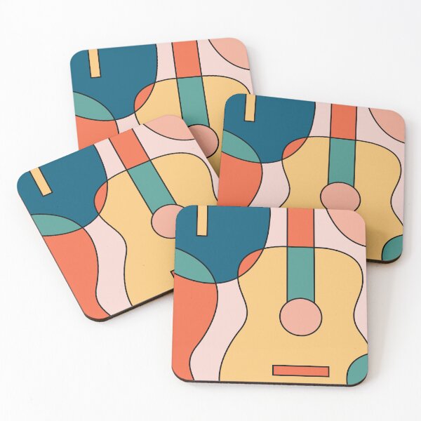 Item preview, Abstract Geometric Acoustic Guitar Pattern (rainbow retro color palette) designed and sold by NMattsonDesigns.