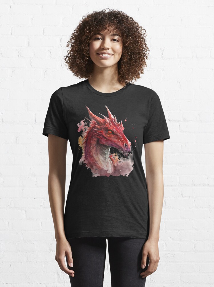Red Dragon With Watercolor Splash For T Shirt Design Background