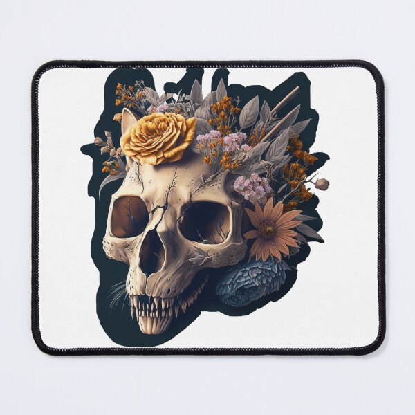 Item preview, Cat Skull with Flowers, retro Sticker designed and sold by SkullandKitten.