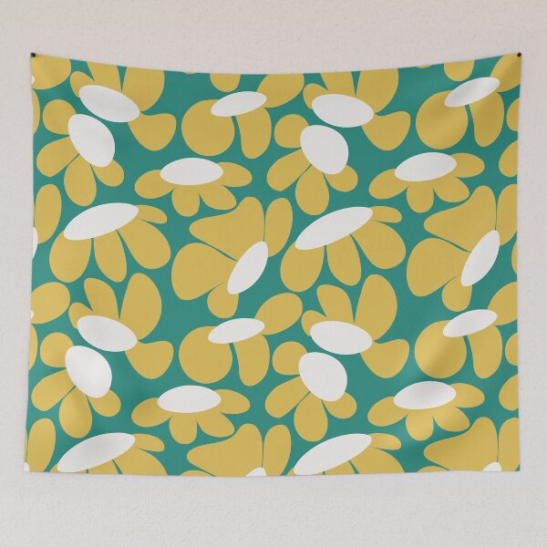 Item preview,   Puffy daisies green background  designed and sold by Claudia S. Design.