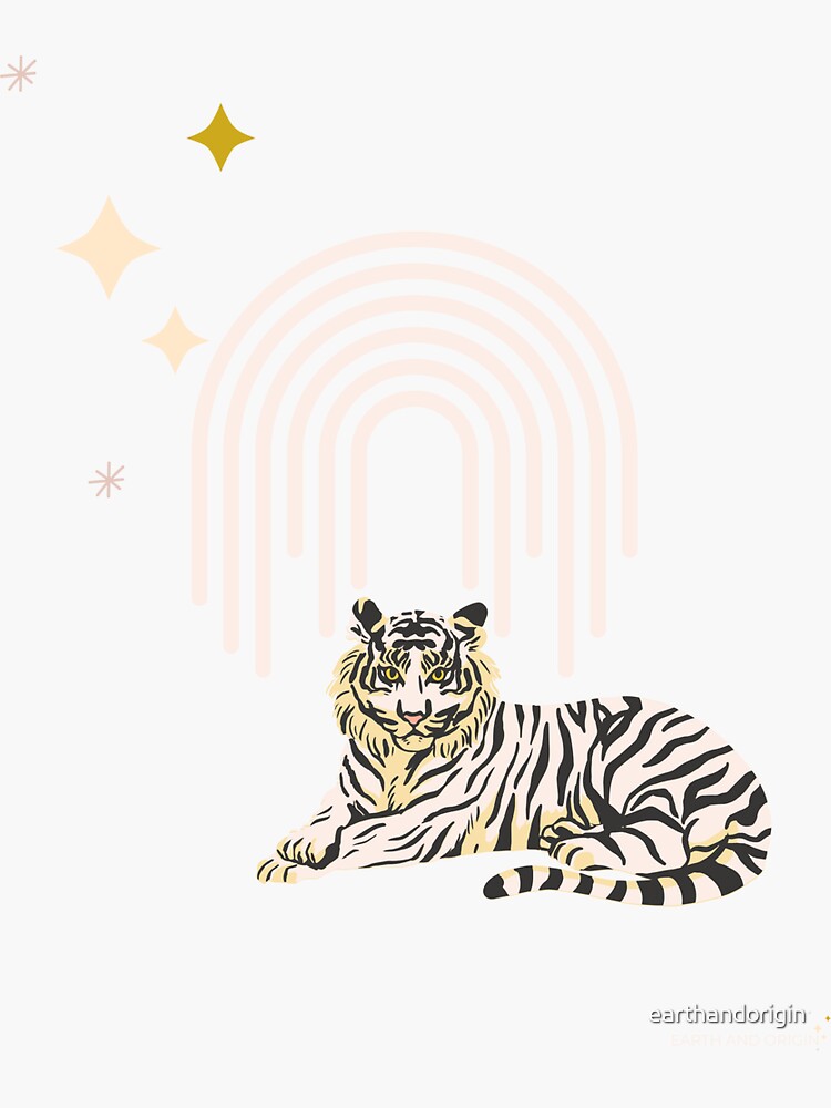 "Blush Tiger Rainbow Star" Sticker for Sale by earthandorigin Redbubble