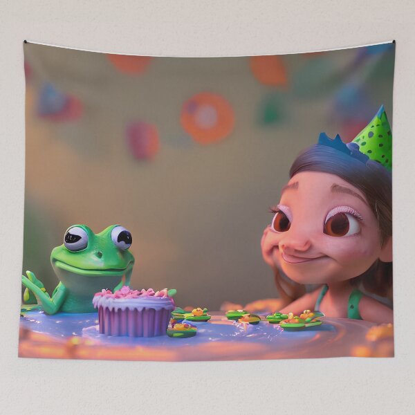 Item preview, Lily and her frog Fred deciding who gets the last muffin! designed and sold by BabyShmoopies.