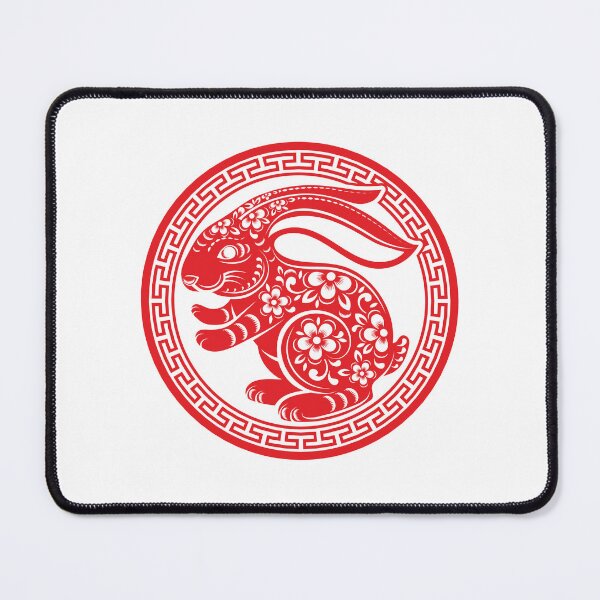 Item preview, Year of the Rabbit 2023 - Chinese New Year - Red Rabbit with flowers designed and sold by AhmedBuhaisi.