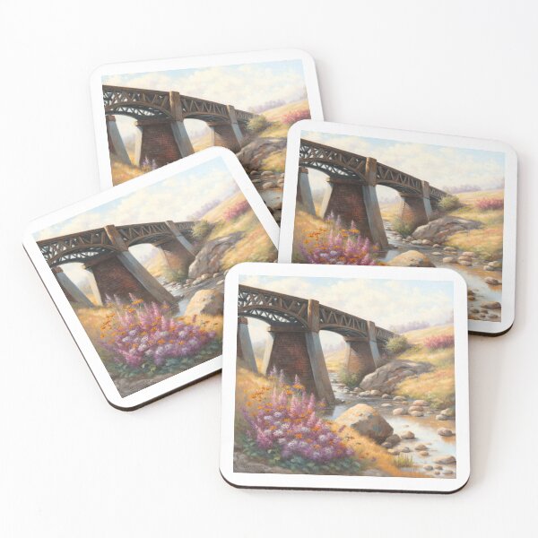 Item preview, bridge over a stream with wildflowers designed and sold by JoepshLSio.