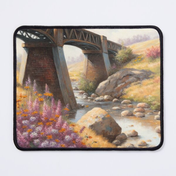 Item preview, bridge over a stream with wildflowers designed and sold by JoepshLSio.