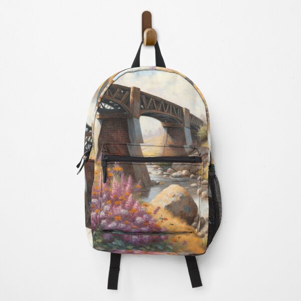 Item preview, bridge over a stream with wildflowers designed and sold by JoepshLSio.