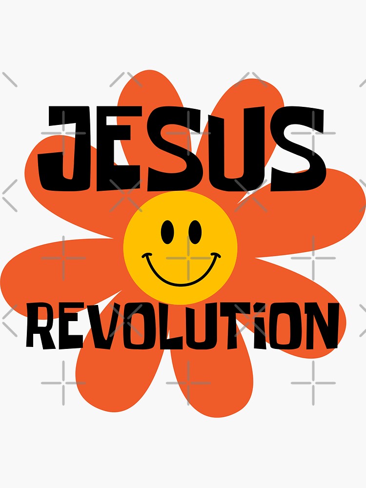 "Jesus Revolution Happy Smile Flower" Sticker for Sale by miyagifactory Redbubble
