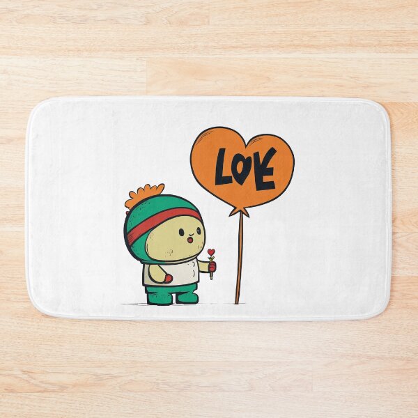 Item preview, Heart-Warming Love: A Drawn Character Carries a Balloon in the Shape of a Heart with "LOVE" Written on It designed and sold by BotTastic.