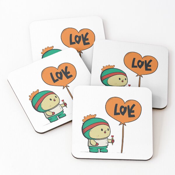 Item preview, Heart-Warming Love: A Drawn Character Carries a Balloon in the Shape of a Heart with "LOVE" Written on It designed and sold by BotTastic.