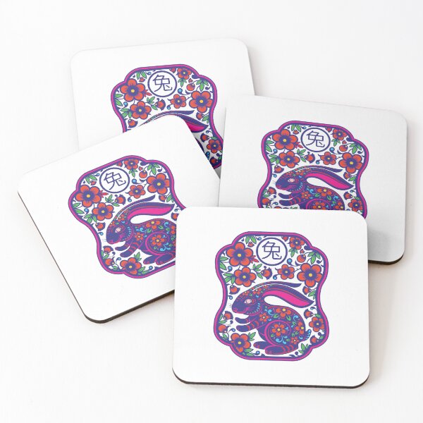 Item preview, Year of the Rabbit 2023 - Chinese New Year - Rabbit flowers motif designed and sold by AhmedBuhaisi.