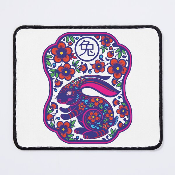 Item preview, Year of the Rabbit 2023 - Chinese New Year - Rabbit flowers motif designed and sold by AhmedBuhaisi.