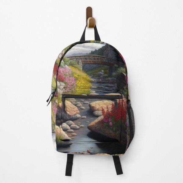 Item preview, Bridge over a stream with wildflowers designed and sold by JoepshLSio.