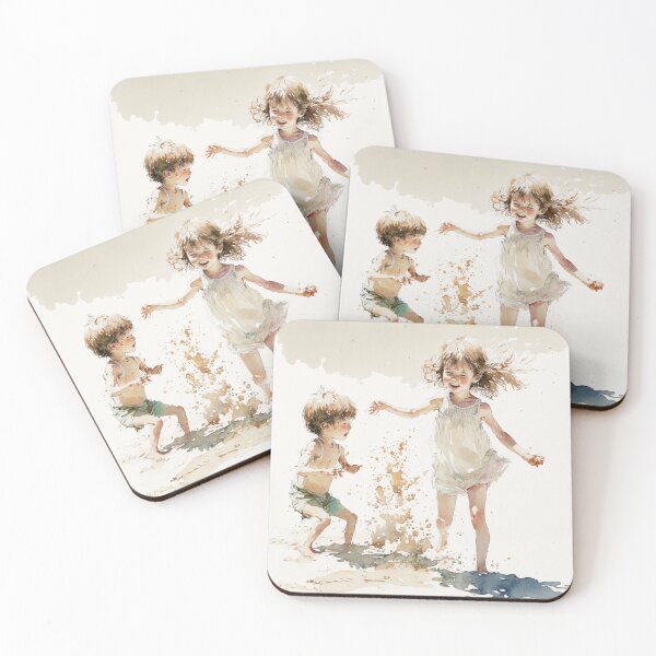 Item preview, Children at the beach Minimalist Art designed and sold by artecomia.