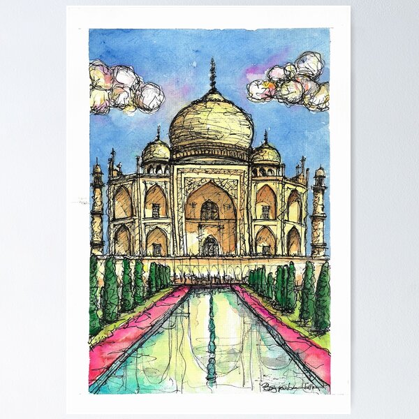 Premium AI Image | Watercolor Wall Art of Taj Mahal