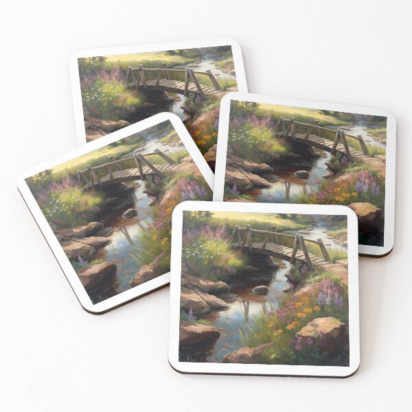 Item preview, Bridge over a stream with wildflowers designed and sold by JoepshLSio.