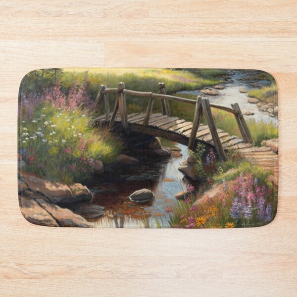 Item preview, Bridge over a stream with wildflowers designed and sold by JoepshLSio.