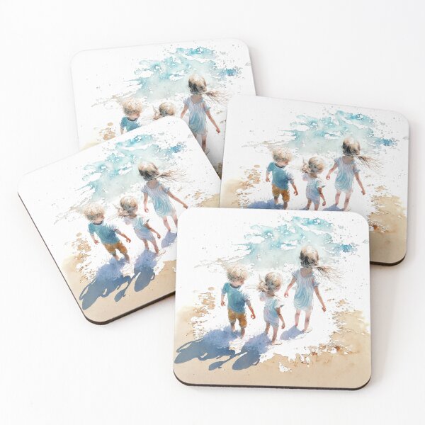 Item preview, Children at the beach Minimalist Art designed and sold by artecomia.