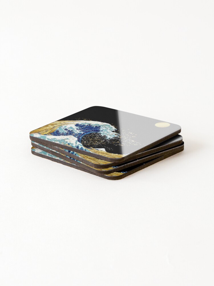 Thumbnail 4 of 5, Coasters (Set of 4), Abstract Metallic Gold Wave designed and sold by RagWeasel.