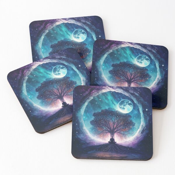 Item preview, Meditation underneath the starry with a large moon designed and sold by miamakescolors.