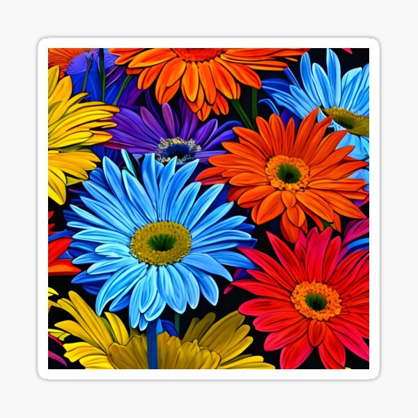  Blue-Green Daisy Gerbera Flower Wall Stickers