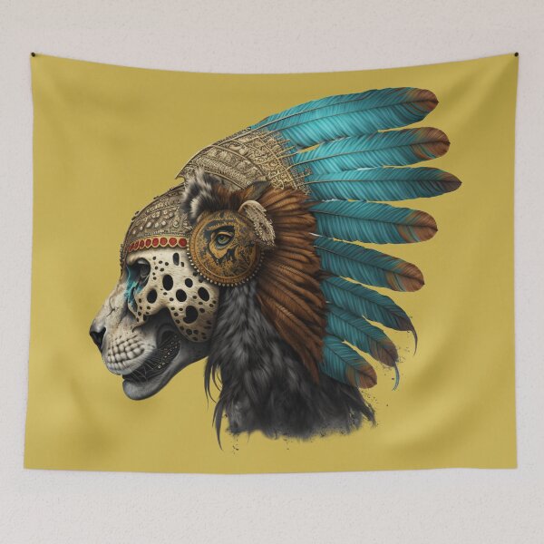 Item preview, Ancient Head of an Aztec Jaguar Warrior Skull Mexican Mythology designed and sold by CoyoteStudio.