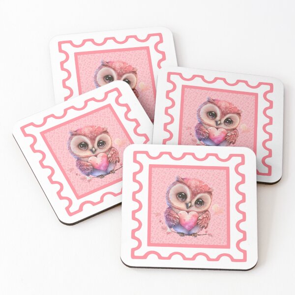 Item preview, Valentine's Day Post Stamp Owl Heart of Love 10 designed and sold by TasimaDesign.