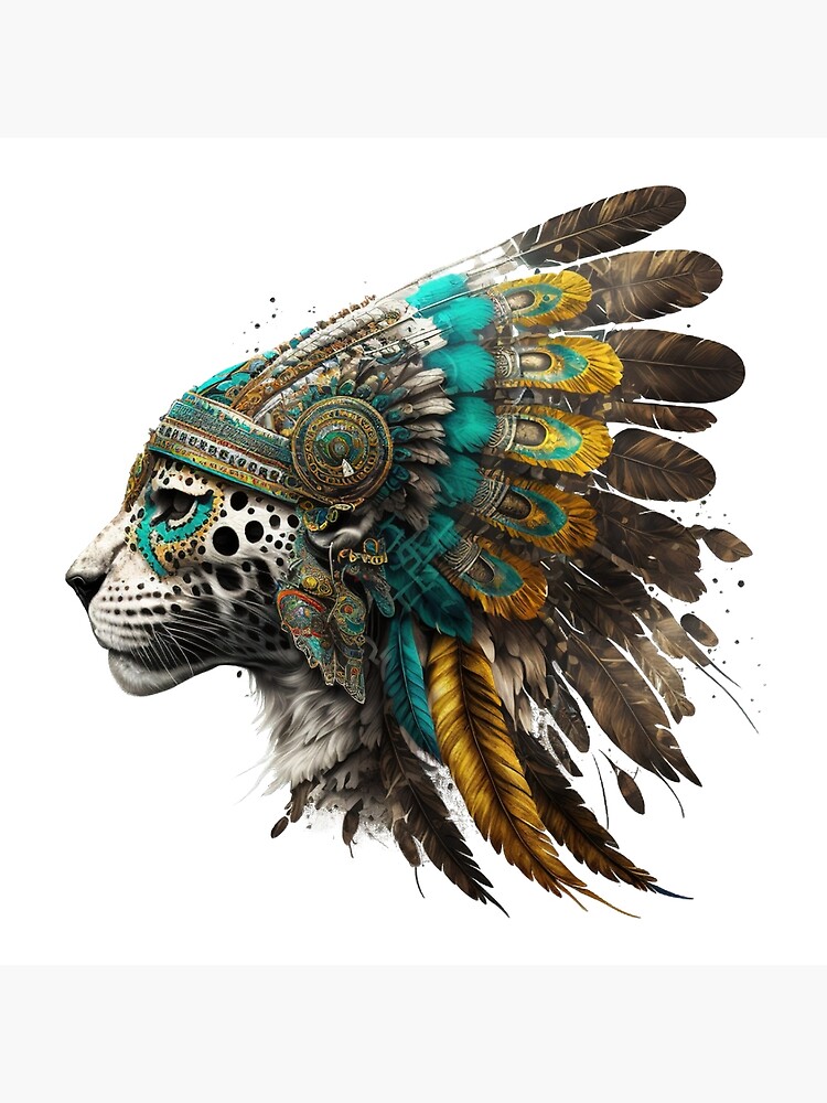 Aztec Jaguar Warrior Skull, Sticker, Decal Vinyl, Mexico