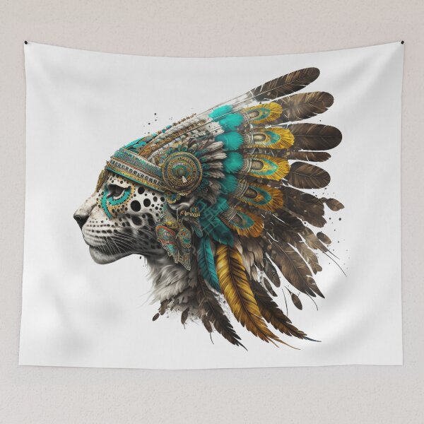Item preview, Head of an Aztec Jaguar Warrior Skull Mexican Ancient Mythology Drawing designed and sold by CoyoteStudio.