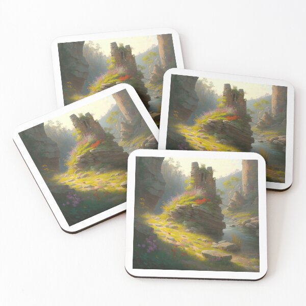 Item preview, Castle ruins near a stream with wildflowers designed and sold by JoepshLSio.