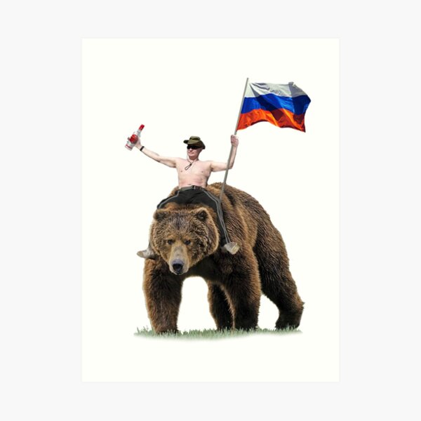 Putin Vodka Bear Tracksuit Hardbass Art Print