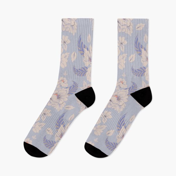 Item preview, pattern with retro flowers on a pastel blue background designed and sold by ShamanskaKate.