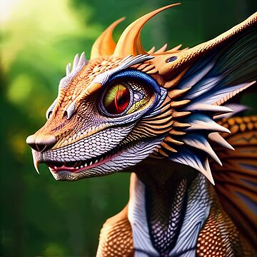 Artwork thumbnail, Gold and White Scaled Jungle Dragon by dragynrain