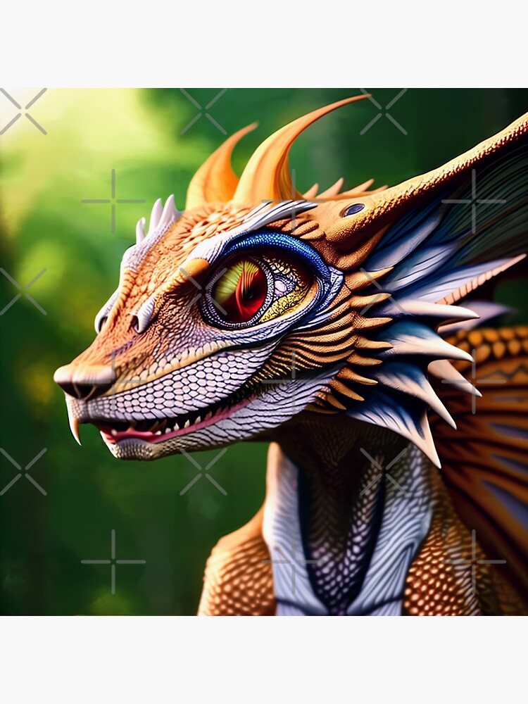 Thumbnail 3 of 3, Sticker, Gold and White Scaled Jungle Dragon designed and sold by dragynrain.