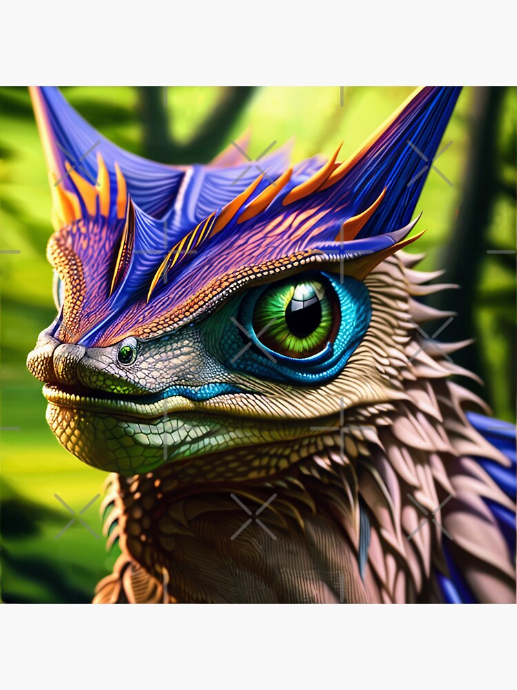 Thumbnail 3 of 3, Sticker, Rainbow Scaled Jungle Dragon designed and sold by dragynrain.