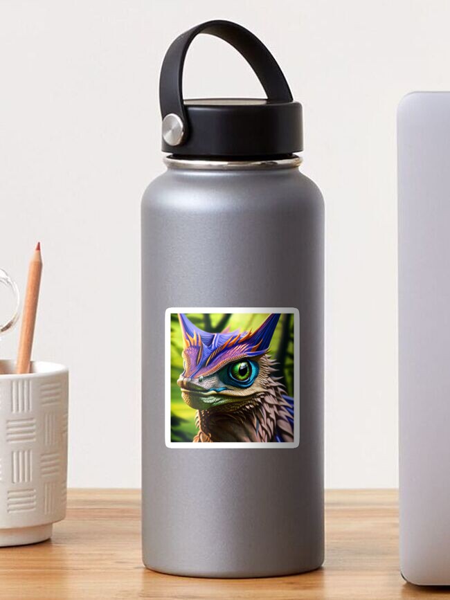 Thumbnail 1 of 3, Sticker, Rainbow Scaled Jungle Dragon designed and sold by dragynrain.