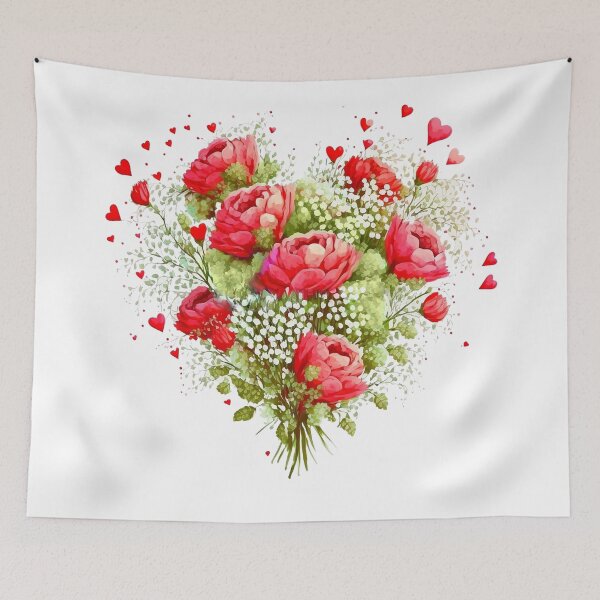 Item preview, Heartshaped Bouquet Of Red and White Flowers for Valentine's Day designed and sold by MagicSatchel.